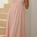 Shirley Square Neckline Maxi Dress Print Orange
