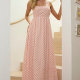 Shirley Square Neckline Maxi Dress Print Orange