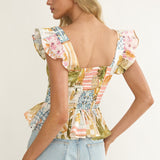 Allora Frill Sleeve Top Las Palmas