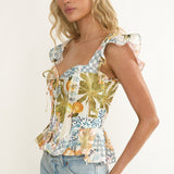 Allora Frill Sleeve Top Las Palmas