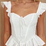 Allora Frill Sleeve Top White