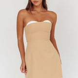 Hillara Strapless Mini Dress Tan