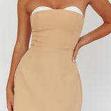 Hillara Strapless Mini Dress Tan