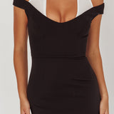 Tyla Contrast Mesh Halter Midi Dress Black