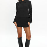 Marsha Button Front Crop Jacket Black