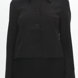 Marsha Button Front Crop Jacket Black