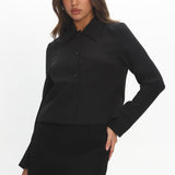 Marsha Button Front Crop Jacket Black