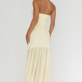 Wilma Sheer Hem Strapless Midi Dress Butter