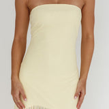 Wilma Sheer Hem Strapless Midi Dress Butter
