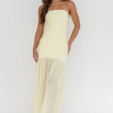 Wilma Sheer Hem Strapless Midi Dress Butter