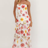 Wilma Flowy Hem Strapless Maxi Dress Floral