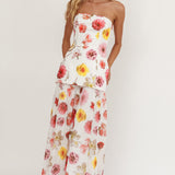 Wilma Flowy Hem Strapless Maxi Dress Floral