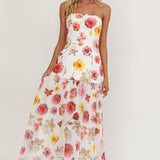 Wilma Flowy Hem Strapless Maxi Dress Floral