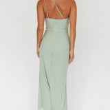 Haven One-Shoulder Ruffle Accent Maxi Dress Sage