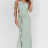 Luli One-Shoulder Cut-Out Maxi Dress Sage