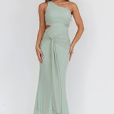 Luli One-Shoulder Cut-Out Maxi Dress Sage