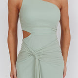 Luli One-Shoulder Cut-Out Maxi Dress Sage
