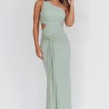 Luli One-Shoulder Cut-Out Maxi Dress Sage