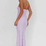 Luli Waist Sash Halter Maxi Dress Lace Lilac