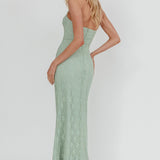 Luli Waist Sash Halter Maxi Dress Lace Sage