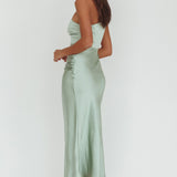 Luli One-Shoulder Waist Sash Maxi Dress Sage