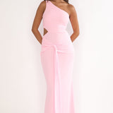 Luli One-Shoulder Cut-Out Maxi Dress Pink