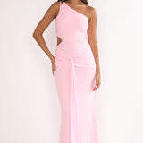 Luli One-Shoulder Cut-Out Maxi Dress Pink