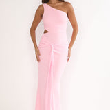 Luli One-Shoulder Cut-Out Maxi Dress Pink