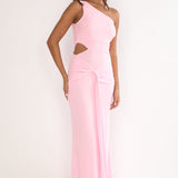 Luli One-Shoulder Cut-Out Maxi Dress Pink
