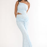 Luli One-Shoulder Cut-Out Maxi Dress Textured Light Blue