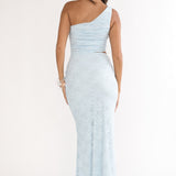 Luli One-Shoulder Cut-Out Maxi Dress Textured Light Blue