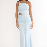Luli One-Shoulder Cut-Out Maxi Dress Textured Light Blue