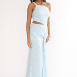 Luli One-Shoulder Cut-Out Maxi Dress Textured Light Blue