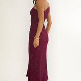 Luli One-Shoulder Cut-Out Maxi Dress Textured Plum