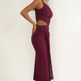 Luli One-Shoulder Cut-Out Maxi Dress Textured Plum