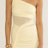 Luli One-Shoulder Cut-Out Mini Dress Lemon