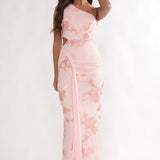 Luli One-Shoulder Cut-Out Maxi Dress Textured Blush