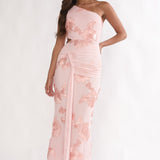 Luli One-Shoulder Cut-Out Maxi Dress Textured Blush