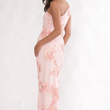 Luli One-Shoulder Cut-Out Maxi Dress Textured Blush