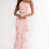 Luli One-Shoulder Cut-Out Maxi Dress Textured Blush