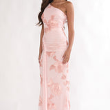 Luli One-Shoulder Cut-Out Maxi Dress Textured Blush