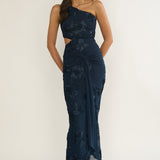 Luli One-Shoulder Cut-Out Maxi Dress Textured Navy