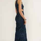 Luli One-Shoulder Cut-Out Maxi Dress Textured Navy