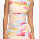 Luli Boat Neck Sash Mini Dress Floral