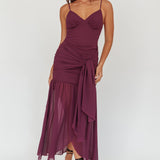 Floating Waist Sash Maxi Dress Plum