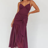 Floating Waist Sash Maxi Dress Plum