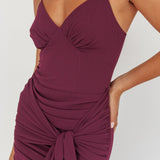 Floating Waist Sash Maxi Dress Plum