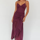Floating Waist Sash Maxi Dress Plum