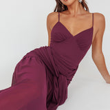 Floating Waist Sash Maxi Dress Plum