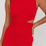 Emille Cut-Out Split Midi Dress Red